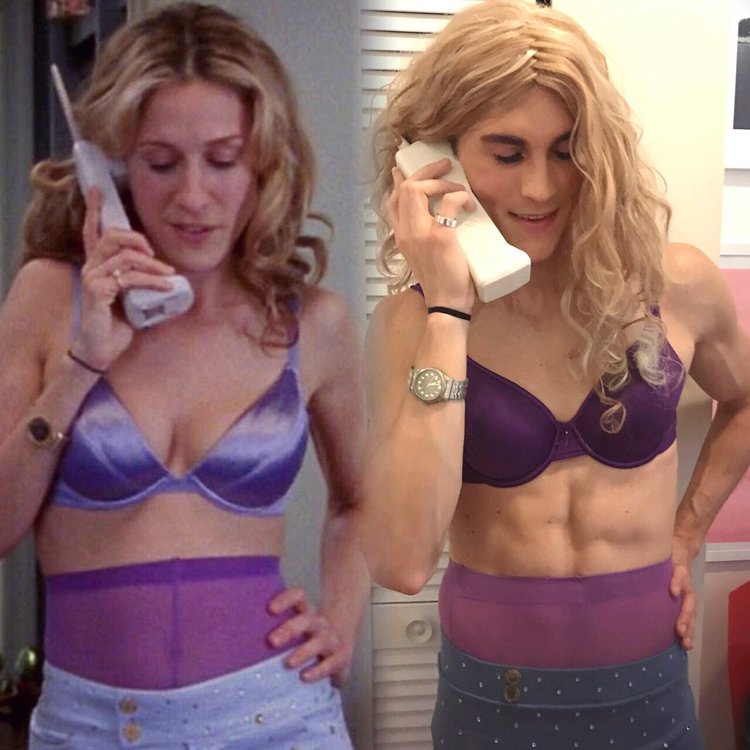 Dan Clay dá vida a drag queen Carrie Dragshaw, uma homenagem para a personagem Carrie Bradshaw, de Sex and the City