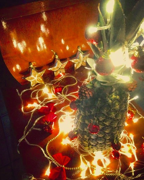 No Instagram, uma ideia barata e descolada vem ganhando destaque através da hashtag #pinneaplechristmastree , ou seja, muitos usuários da rede social estão decorando abacaxis como alternativa à árvore de Natal. Vale tudo na hora de montar: colocar bolinhas coloridas, enrolar pisca-pisca e até colocar óculos escuros na fruta para criar um clima mais praiano.