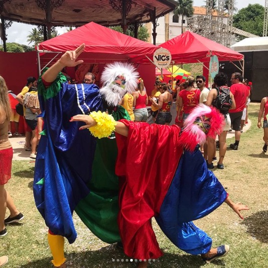 Túlio Gadêlha é um folião e levou a namorada, a apresentadora Fátima Bernardes, para curtir o Carnaval de Olinda, em Pernambuco. A apresentadora, que está de férias, até se fantasiou para aproveitar a folia nas ruas.