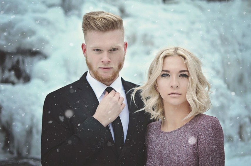 Josh Morris e Morgan Daye, do Tennessee (EUA), decidiram que o ensaio deles seria em frente a Bald River Falls, nos EUA, e enfrentaram um frio de - 3°C