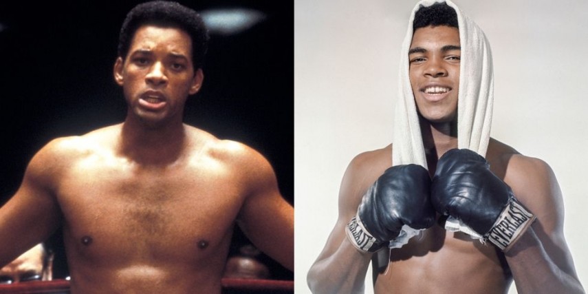 Will Smith na pele do boxeador Muhammad Ali no filme 'Ali'.