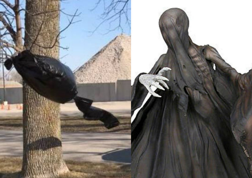 Confusão de saco de lixo com Dementador de Harry Potter