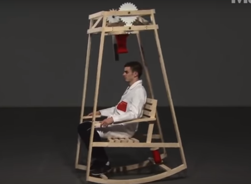 Olha essa cadeira de balanço que faz tricô por você