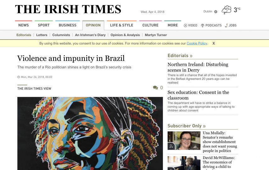 publicado no Irish News, na Irlanda