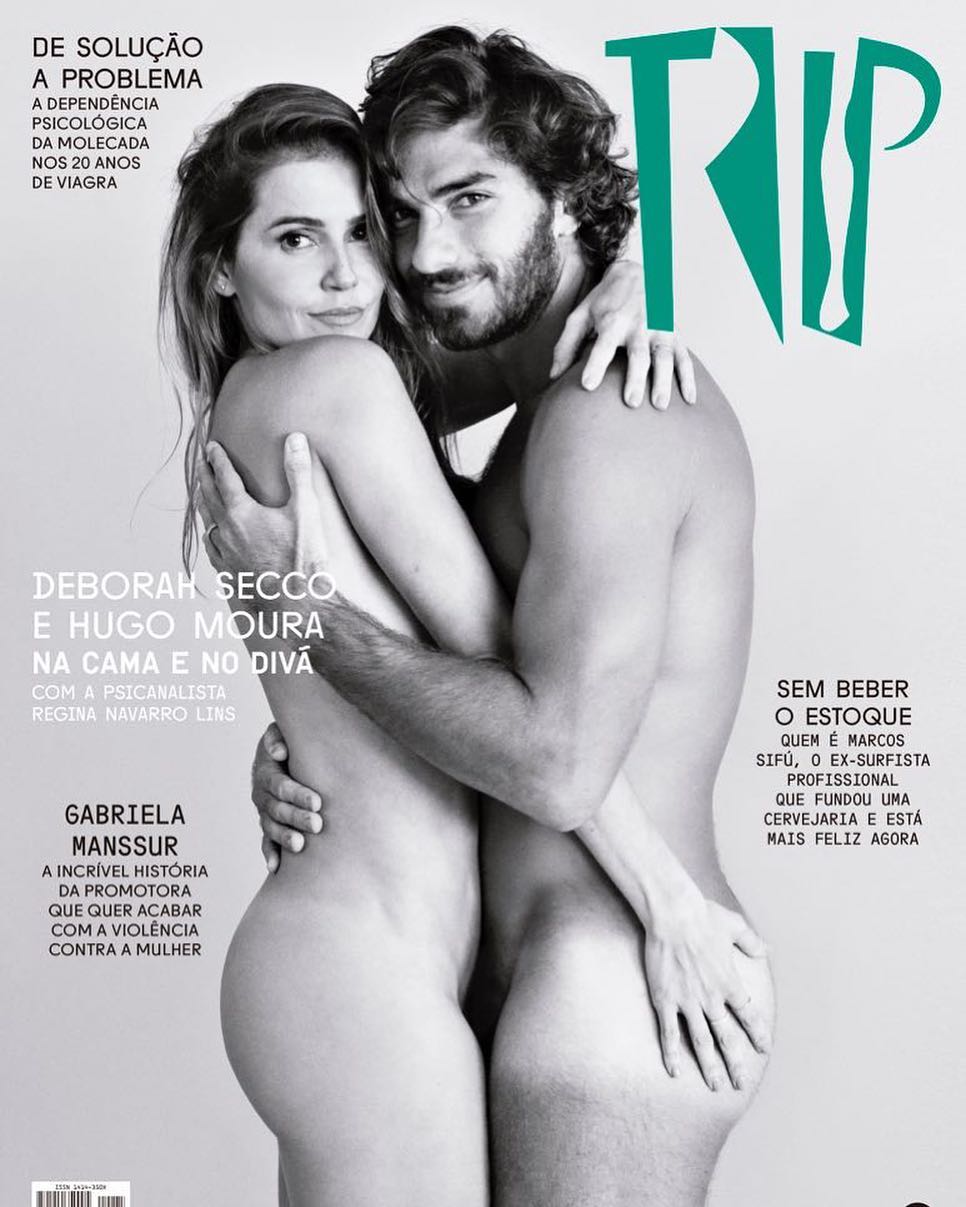 Deborah Secco e Hugo Moura posam nus na capa da revista e fãs piram