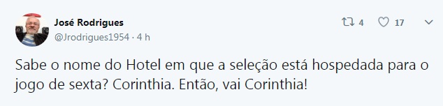 O hotel, em São Petersburgo, chama Corinthia, quase o mesmo que o clube brasileiro do qual o treinador Tite também já foi técnico