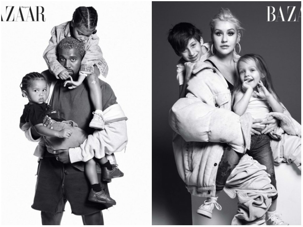 Que amor! Mariah Carrey, Christina Aguilera e Kanye West posam com os filhos