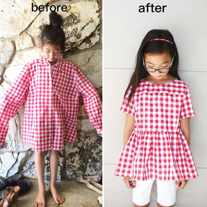 Mulher transforma roupas velhas e feias em peças novas