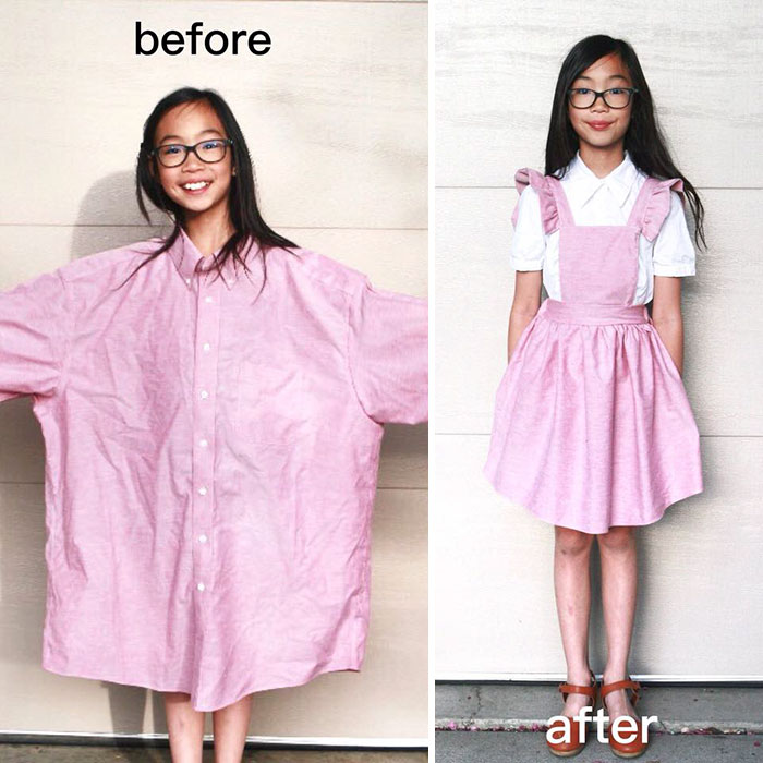 Mulher transforma roupas velhas e feias em peças novas
