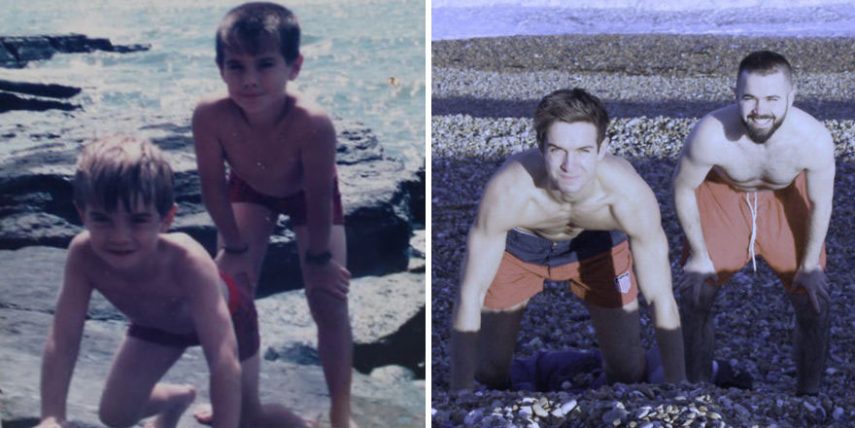 Irmãos recriam fotos de infância e surpreendem mãe
