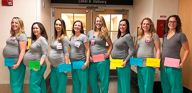 Nove enfermeiras do mesmo setor ficam grávidas ao mesmo tempo, nos EUA