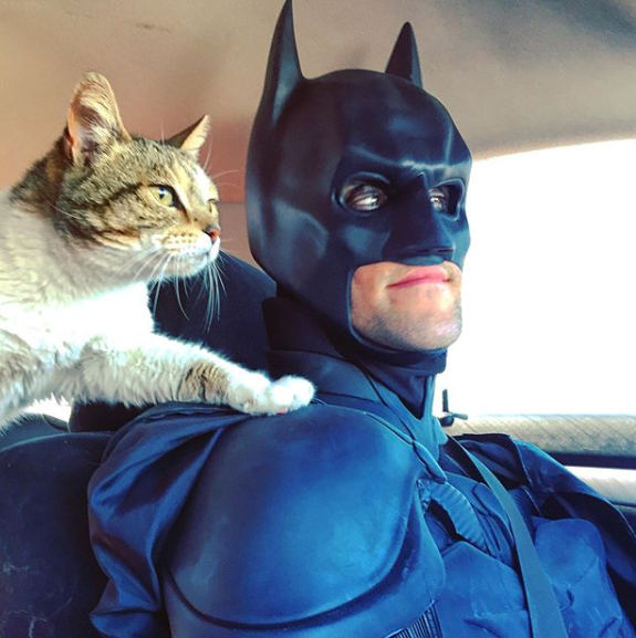 Homem se veste de Batman para resgatar animais