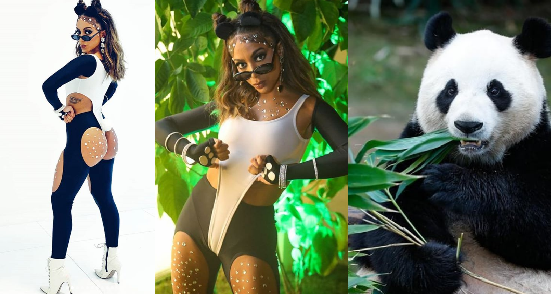 Com o bumbum de fora, Anitta mostra fantasia de "panda" para o Carnaval