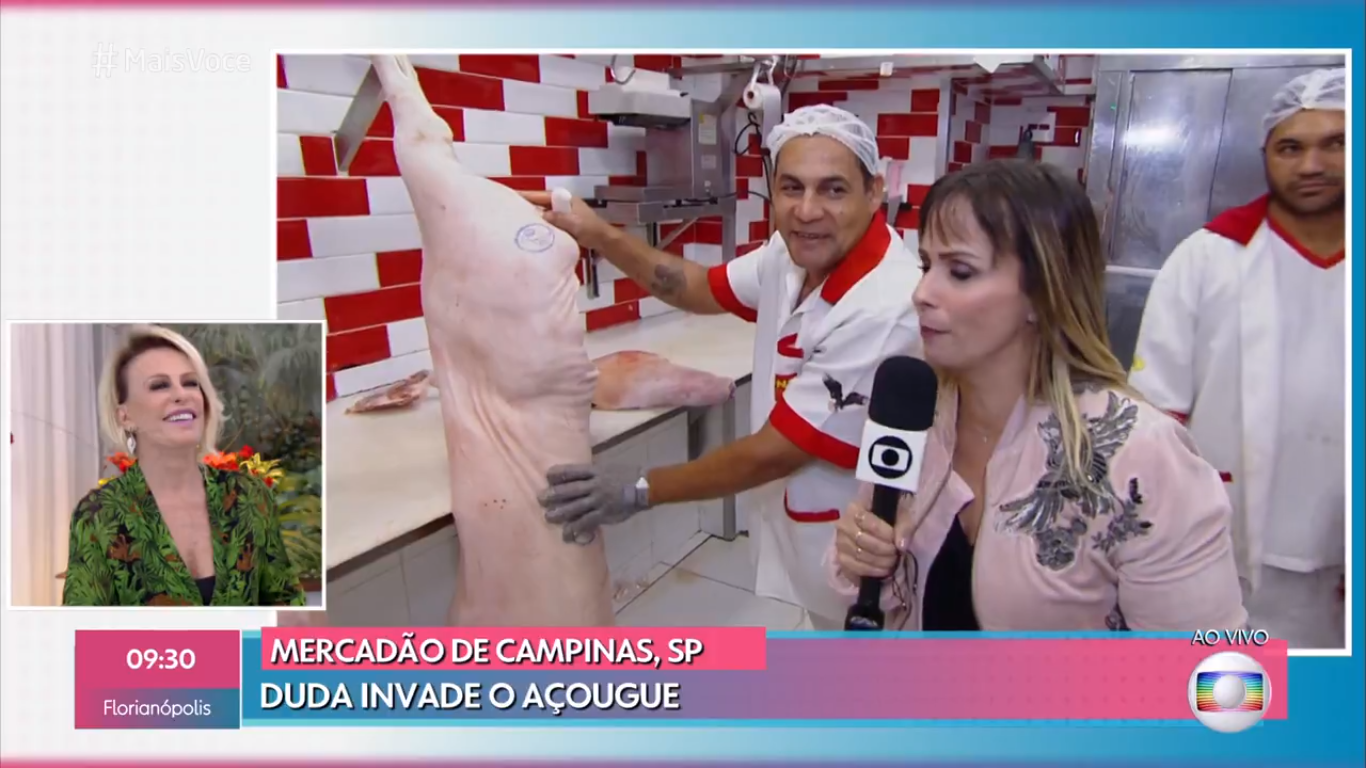 Ana Maria Braga mostra corte de porco ao vivo e é criticada na web