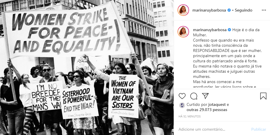 Famosos se manifestam pelo Dia Internacional da Mulher; veja