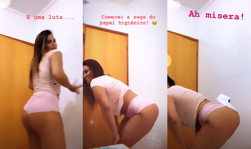 Geisy Arruda inova no desafio do papel higiênico: embaixadinha com o bumbum