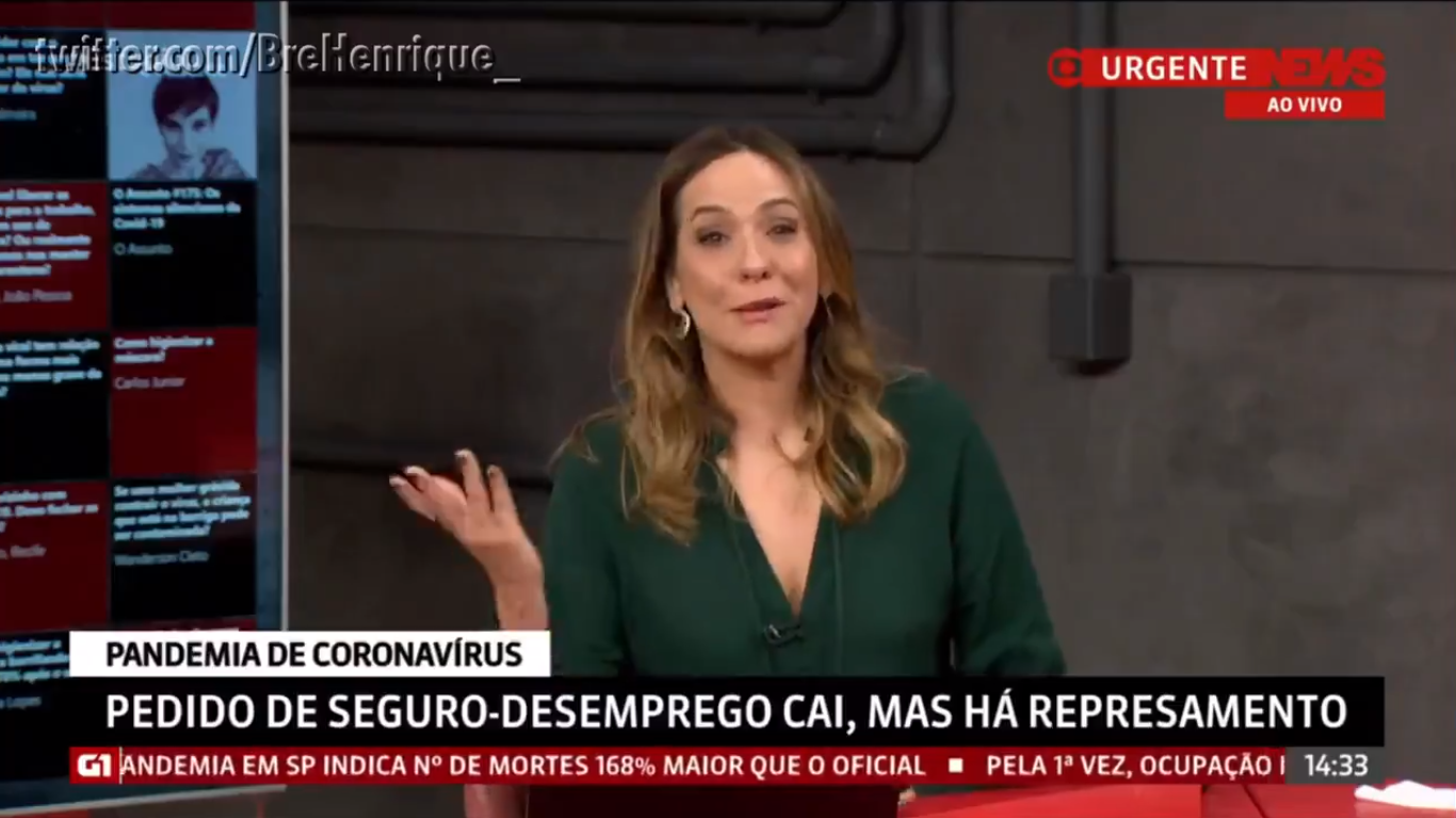 Jornalista da Globo chora após notícia de aglomeração por auxílio emergencial
