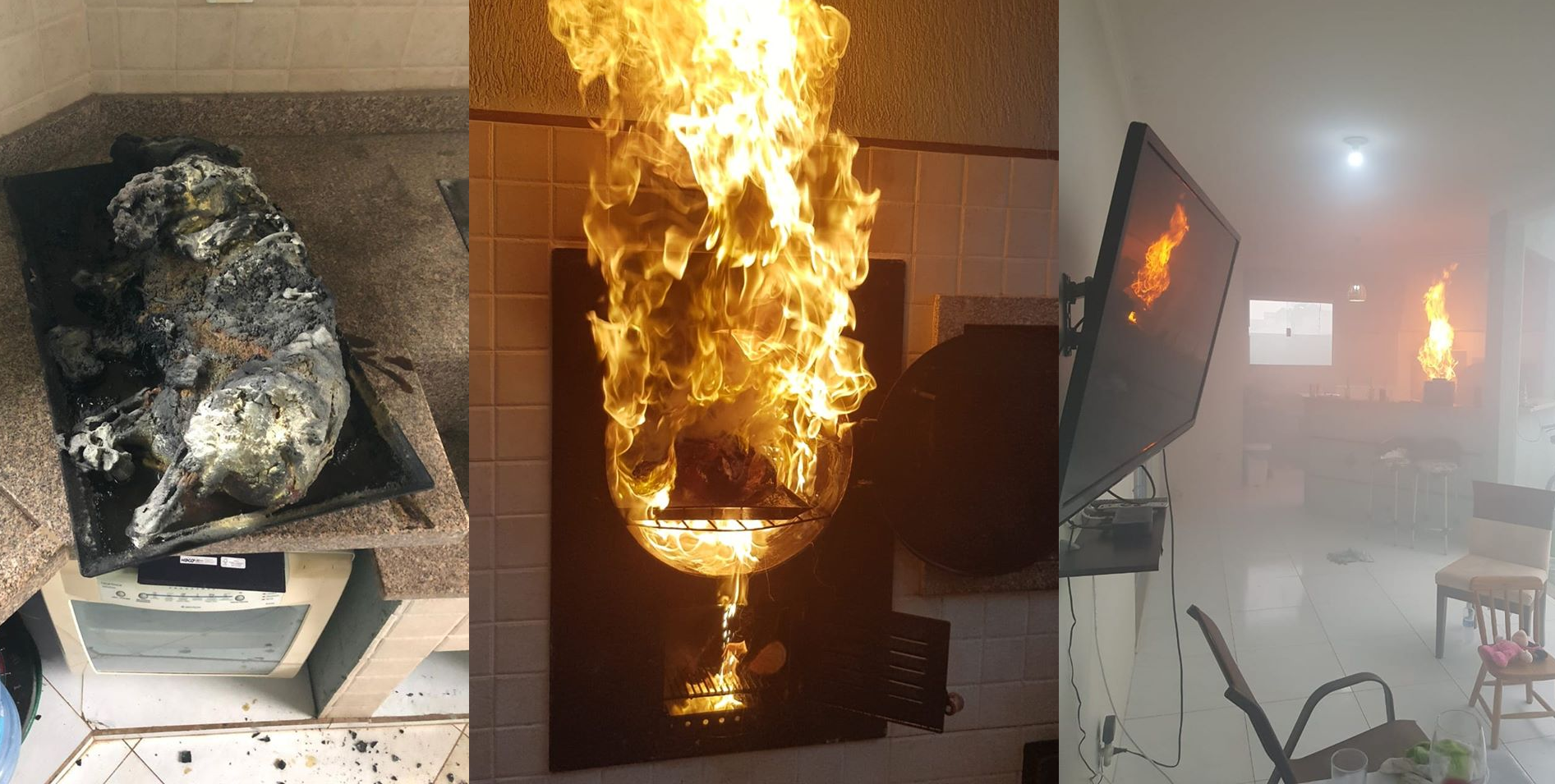 Porco assado no forno dá muito errado e casa quase pega fogo; assista