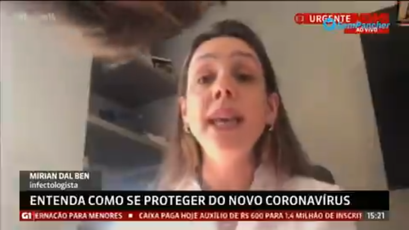 Filho 'invade' transmissão ao vivo de mãe infectologista na Globo