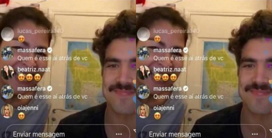 Grazi 'flagra' mulher em live de Caio Castro e diz: "Quem é essa aí atrás?"