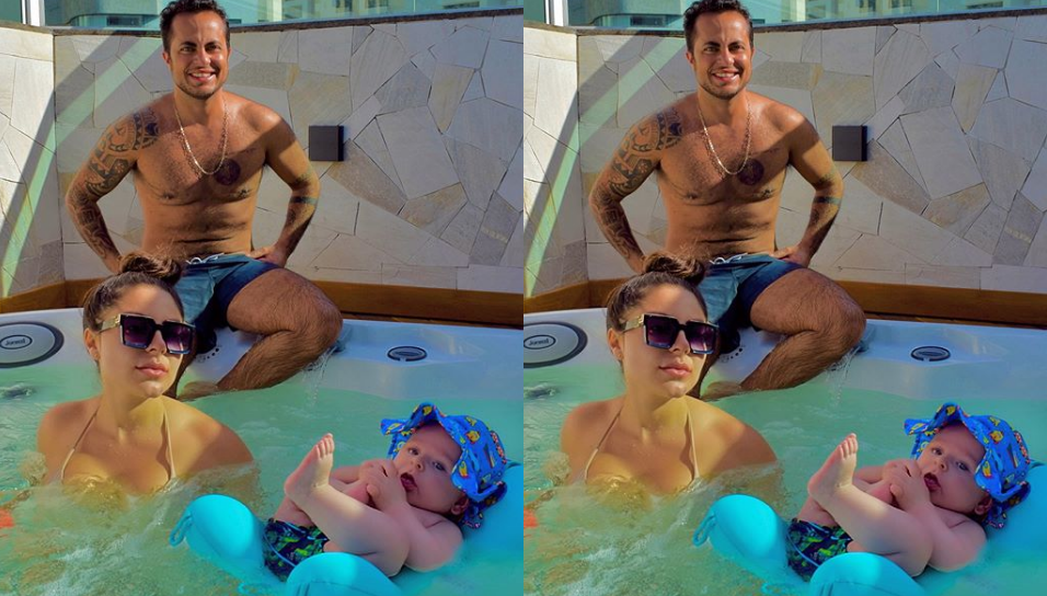 Thammy posta foto na piscina com a família: "Nada nos abala"