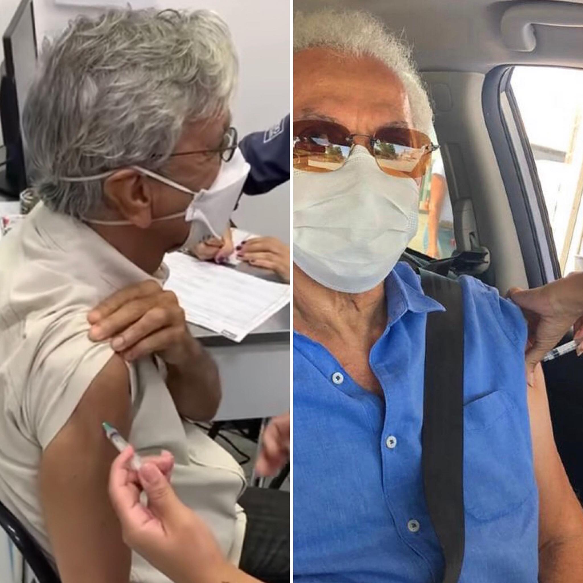Caetano Veloso e Paulinho da Viola tomam 1ª dose da vacina contra Covid-19