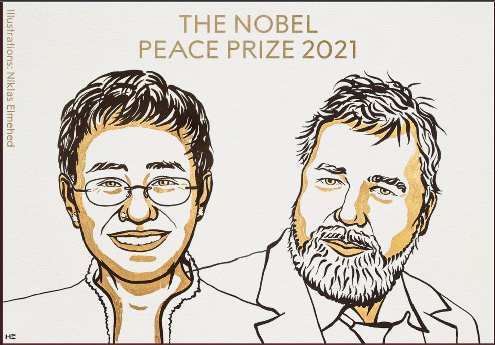 “Nobel da Paz 2021”: jornalistas Maria Ressa e Dmitry Muratov são os vencedores