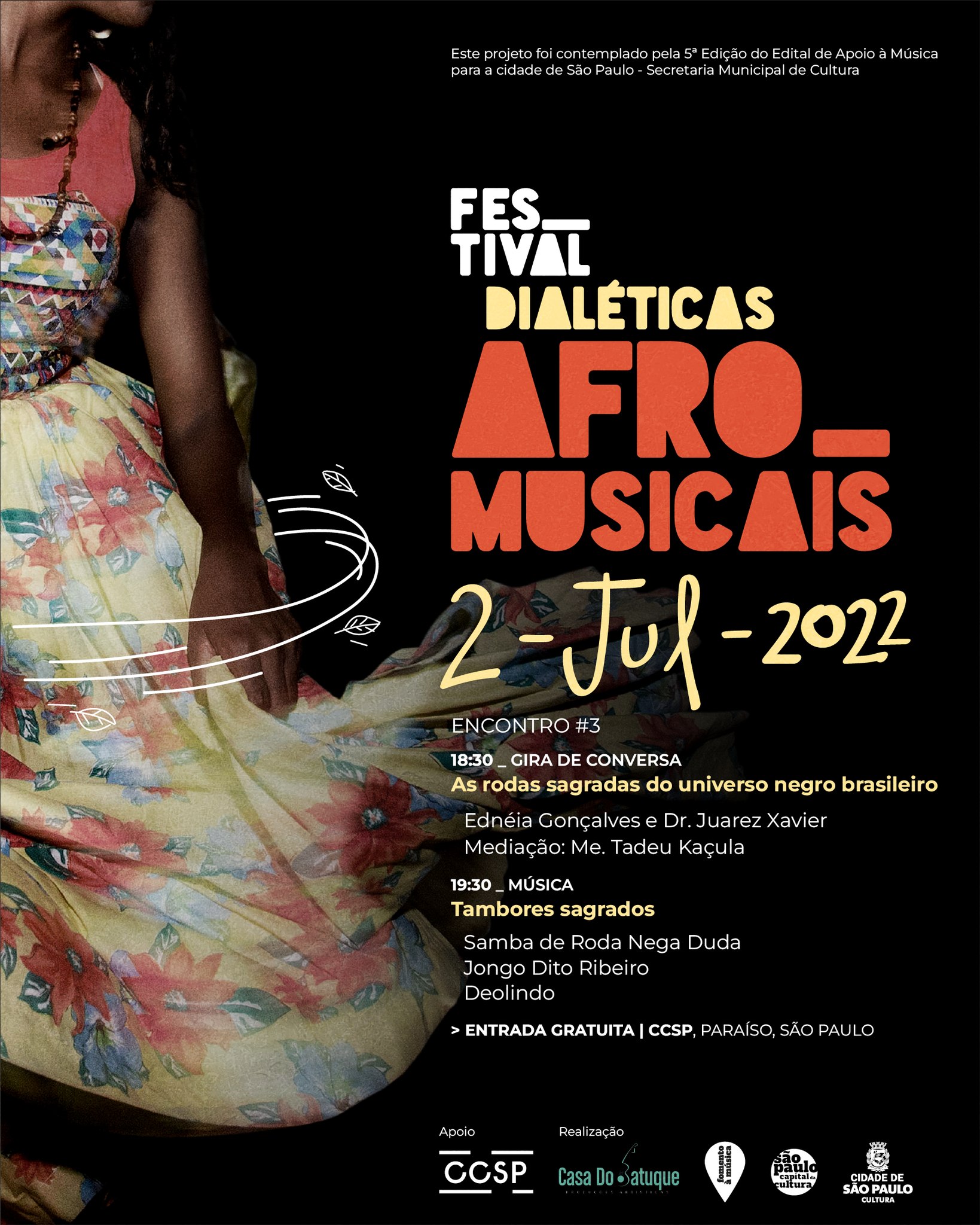 Festival Dialéticas Afro-Musicais acontece dia 2 de julho e divulga programação