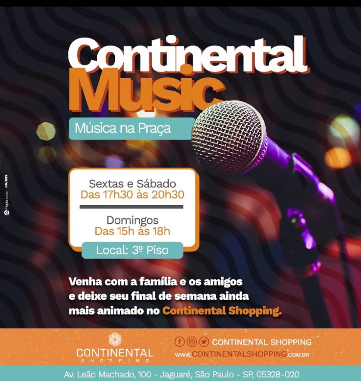Continental Shopping tem agenda de shows musicais gratuitos neste final de semana