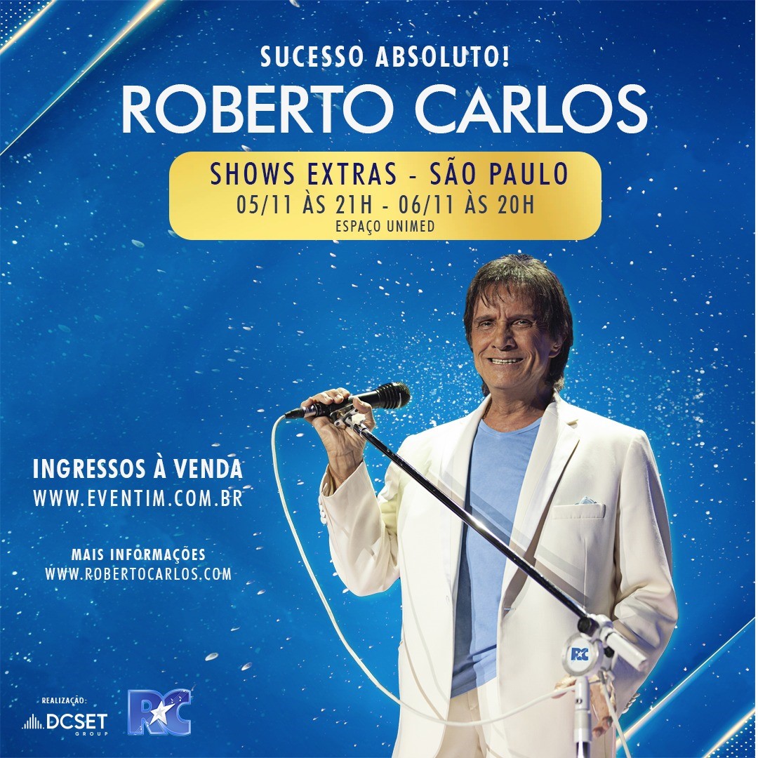 Roberto Carlos anuncia duas datas extras em São Paulo