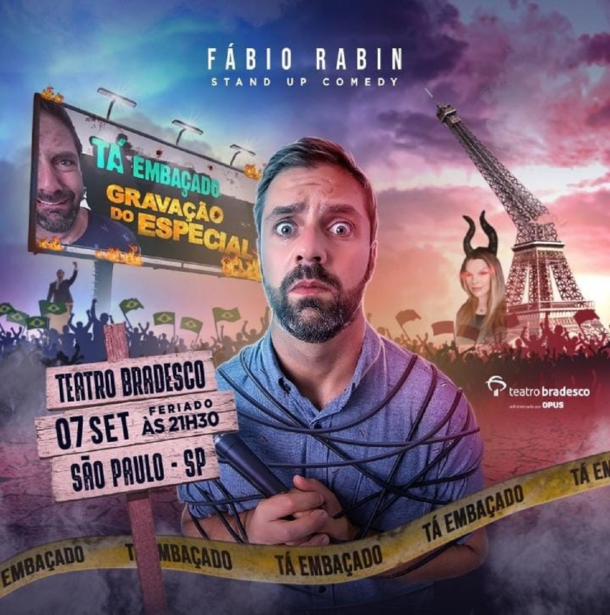 Fábio Rabin encerra temporada de "Tá Embaçado" com especial no Teatro Bradesco