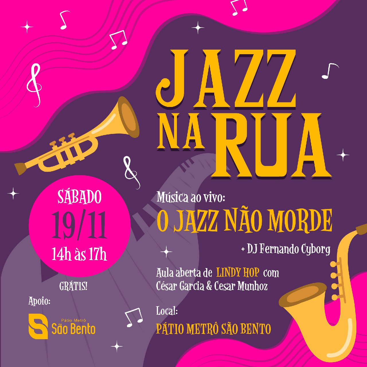 "Jazz na Rua" acontece mais uma vez no Centro de SP