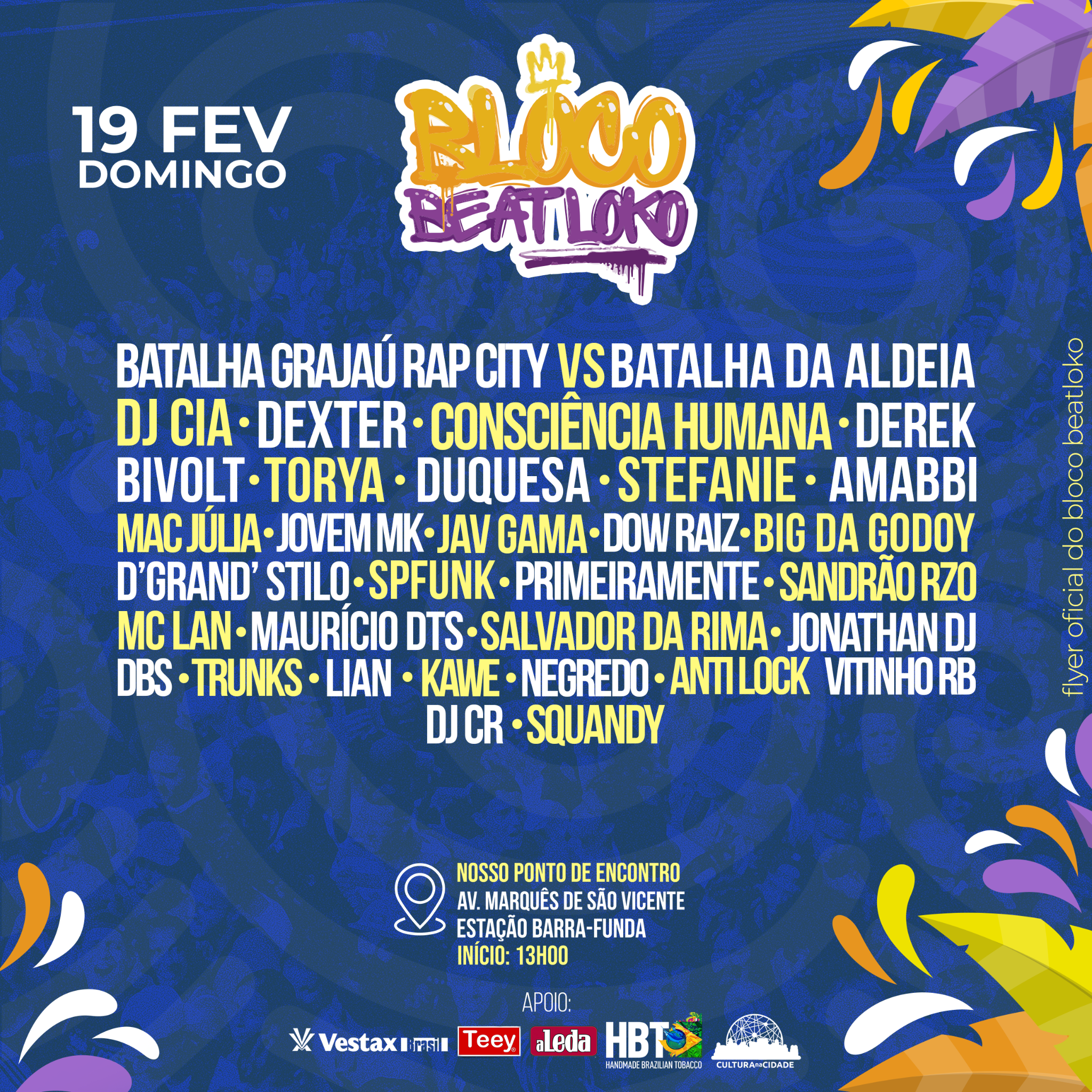 DJ Cia realiza a 4ª edição do Bloco Beatloko com Derek, MC Lan, Mac Júlia e mais