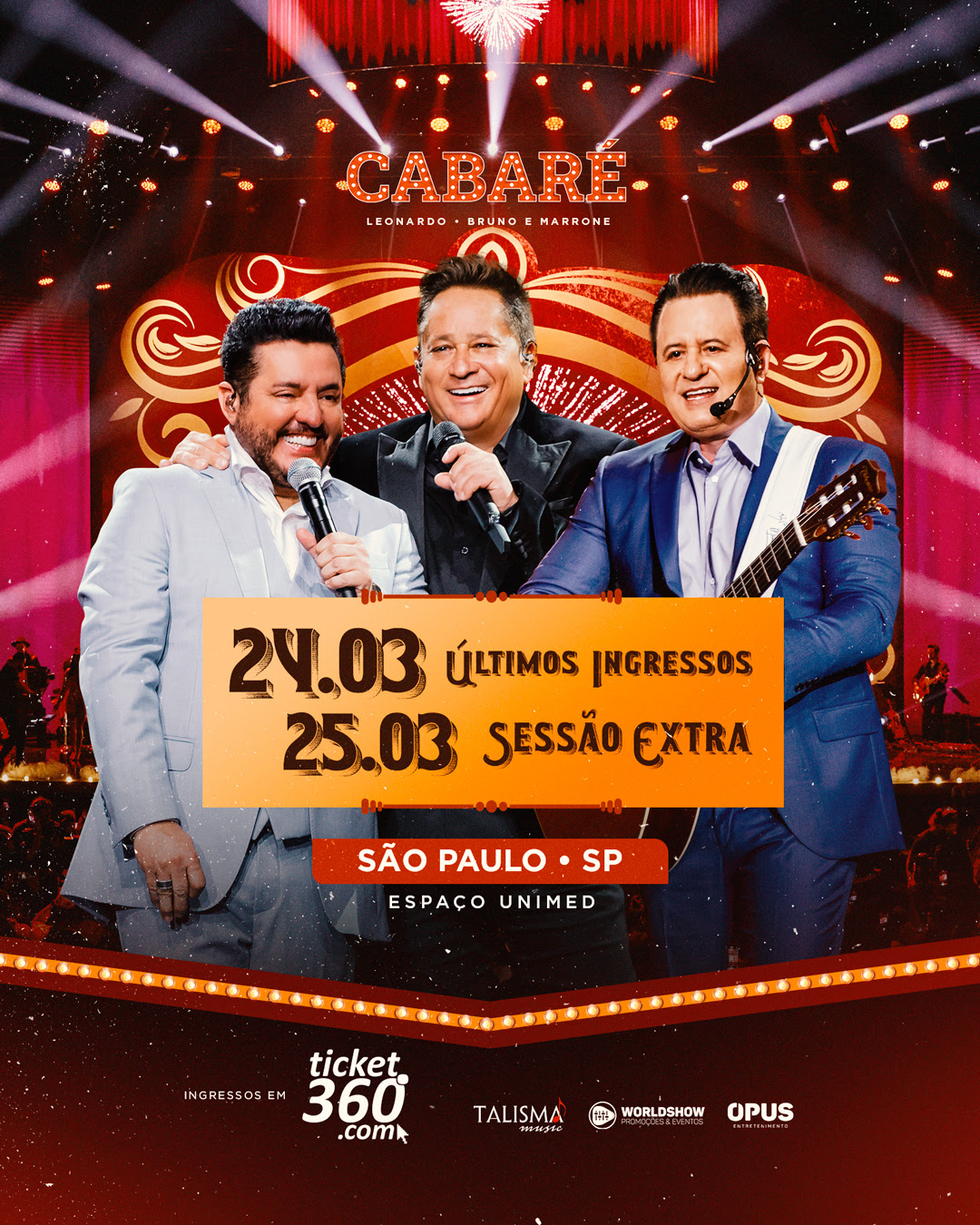 Projeto Cabaré, com Leonardo e Bruno & Marrone, tem 2 datas confirmadas em SP
