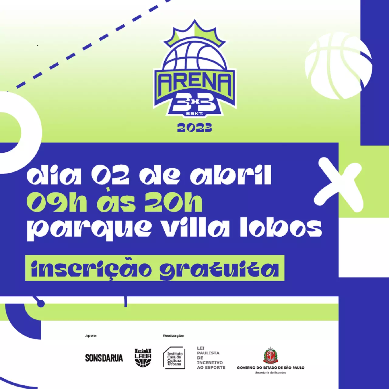 Projeto esportivo “Arena 3x3” chega ao Parque Villa Lobos em 02 de abril
