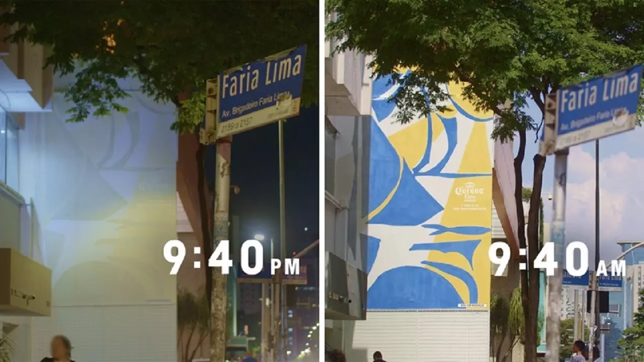 Cerveja Corona faz intervenção artística com tinta sensível ao sol em SP
