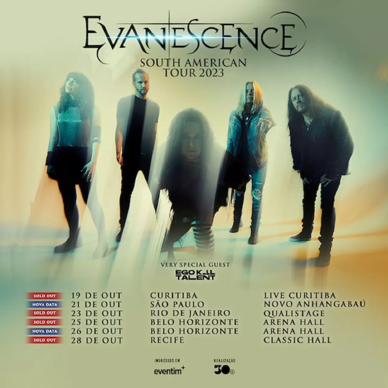 Evanescence anuncia show extra em Belo Horizonte e São Paulo