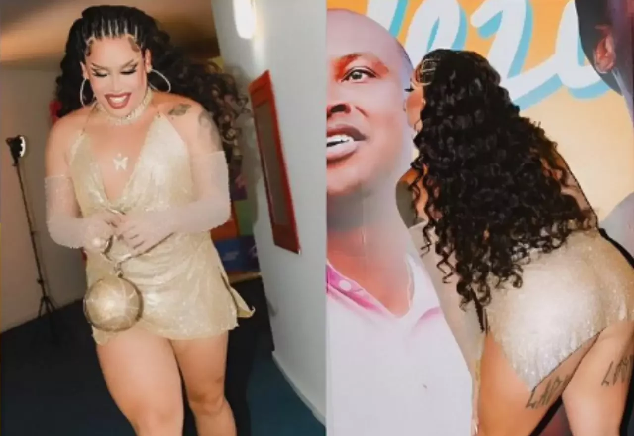 Gloria Groove vai a show de Thiaguinho com vestido curtíssimo e anima fãs