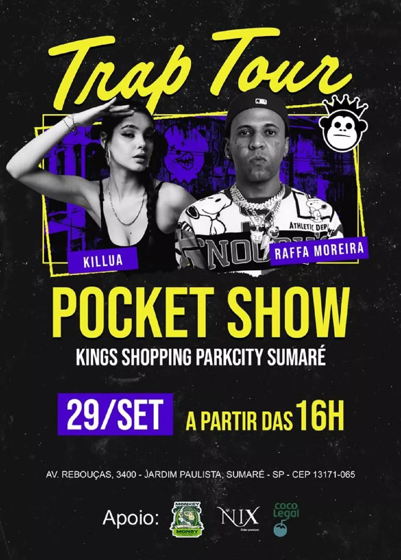 Loja Kings no Shopping Park City Sumaré recebe pocket shows de Trap