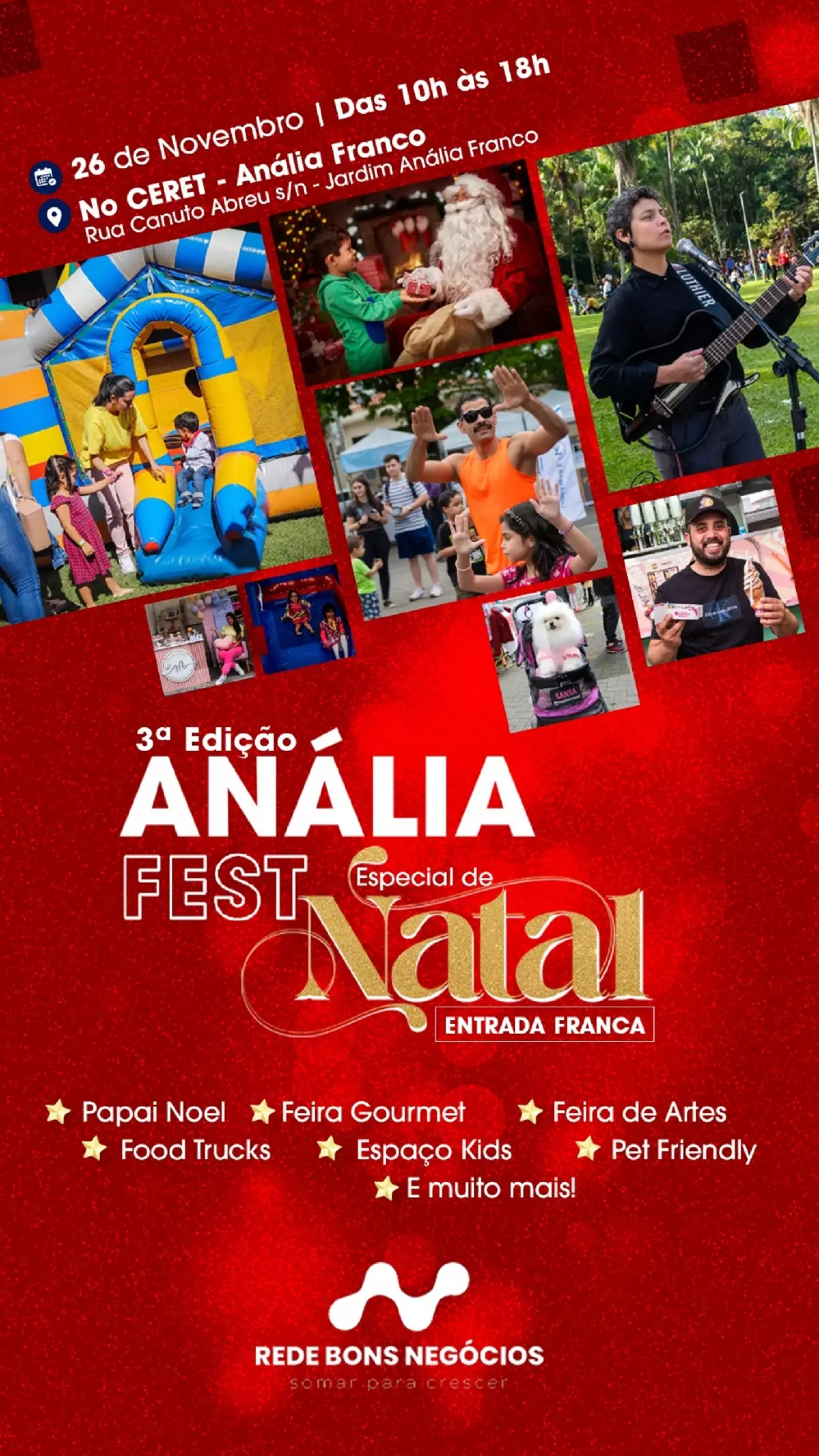 3º Anália Fest terá Papai Noel, música, gastronomia e diversões