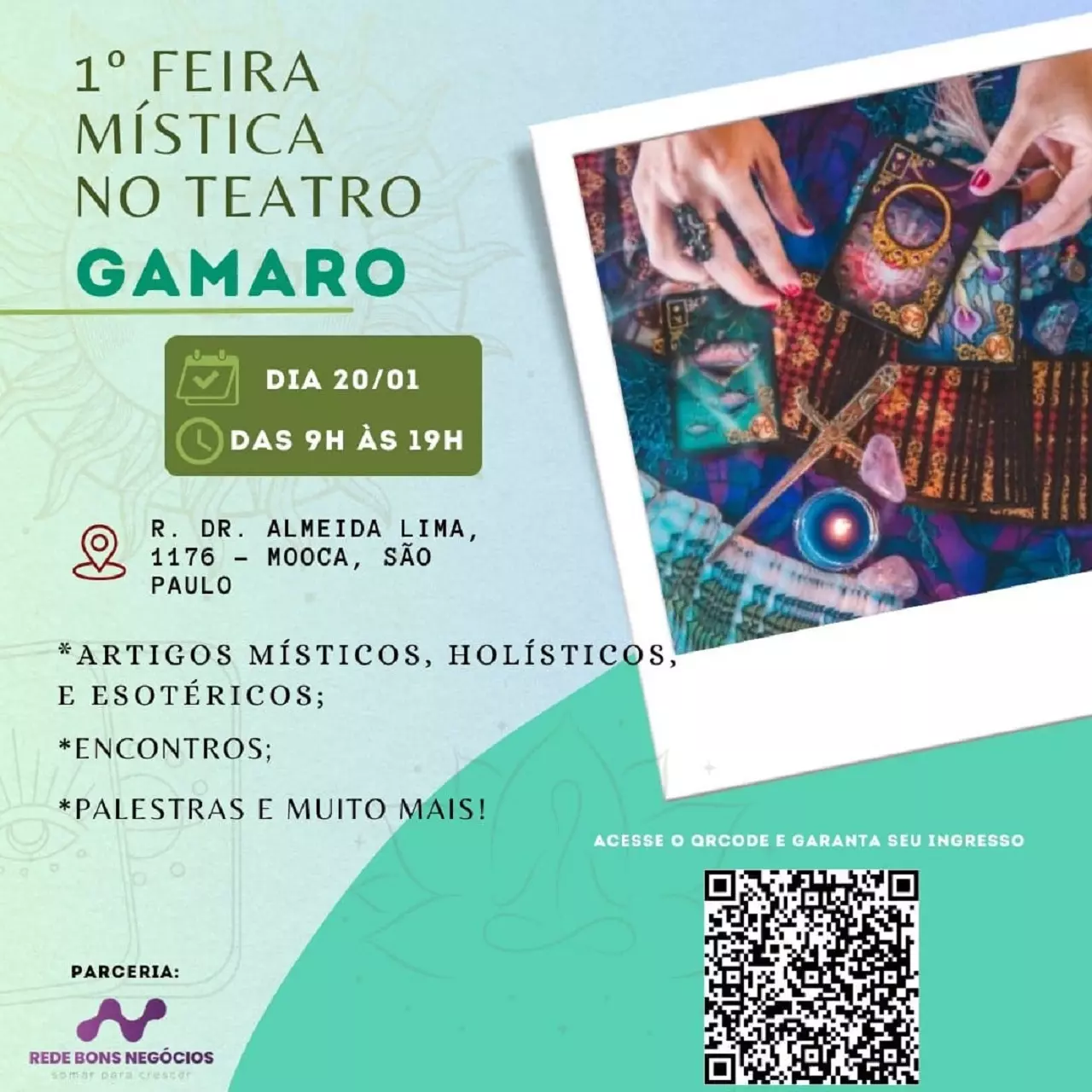 1ª Feira Mística acontece no Teatro Gamaro acontece 20 de janeiro