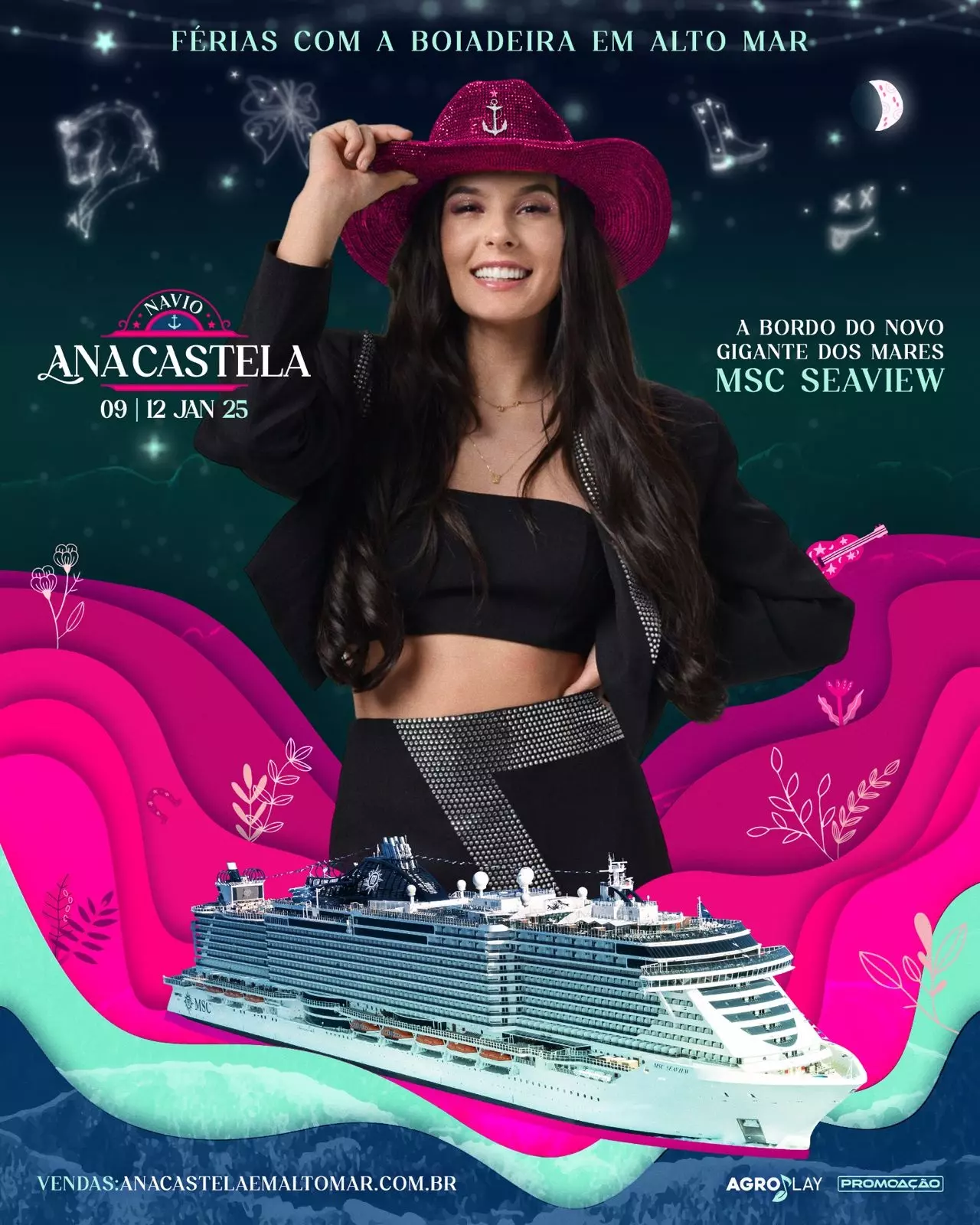 Ana Castela anuncia o "Navio Ana Castela - Férias com a Boiadeira em Alto Mar"