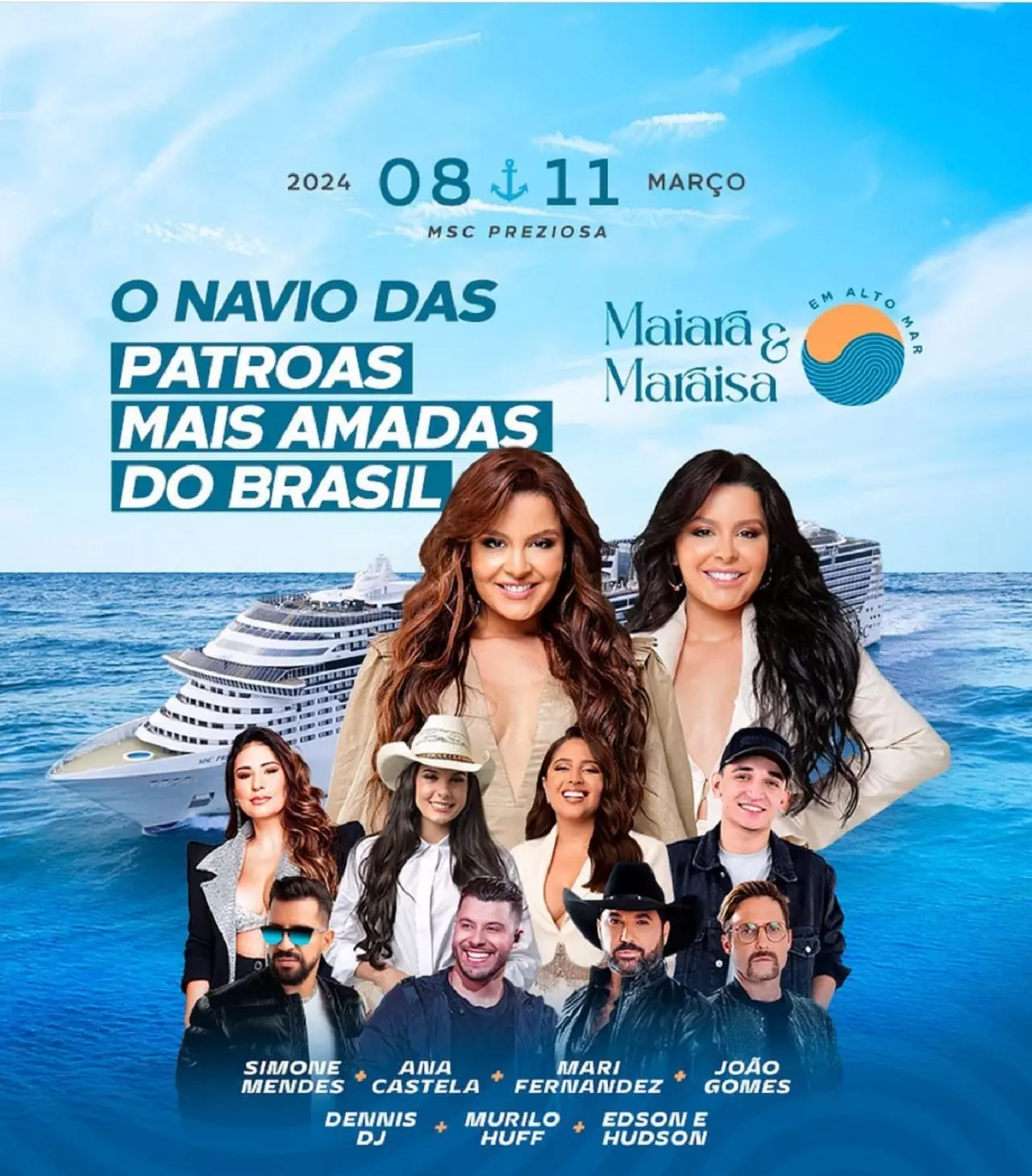 "Maiara e Maraisa em alto mar" acontece de 08 a 11 de março