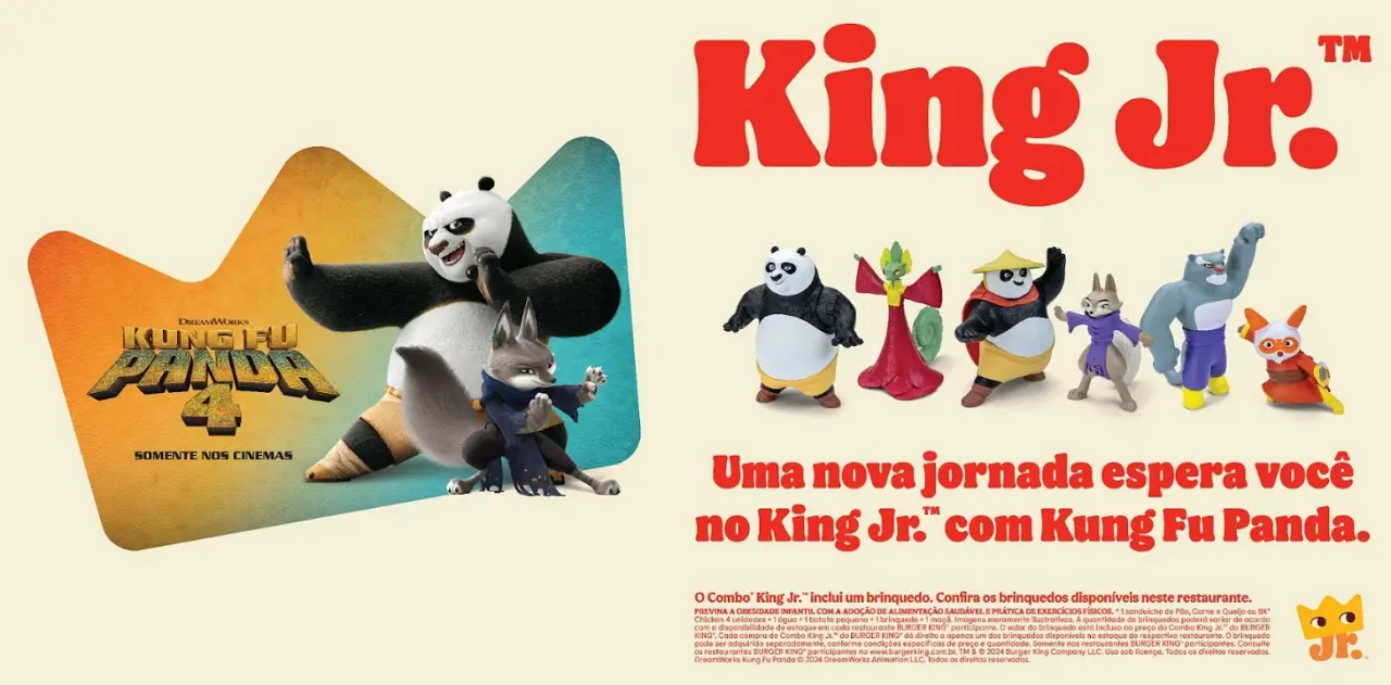 Burger King oferece brinquedos de Kung Fu Panda 4 no Combo King Jr.
