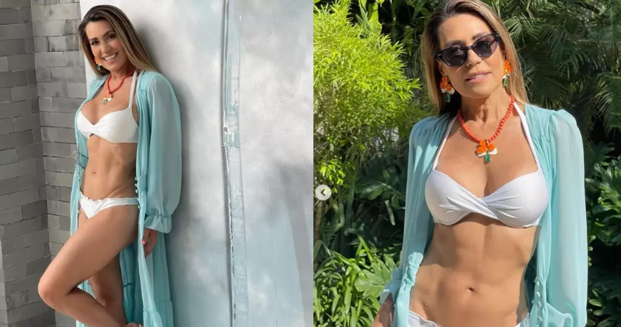 Solange Frazão fala sobre elegância aos 61 anos em foto com abdômen chapado